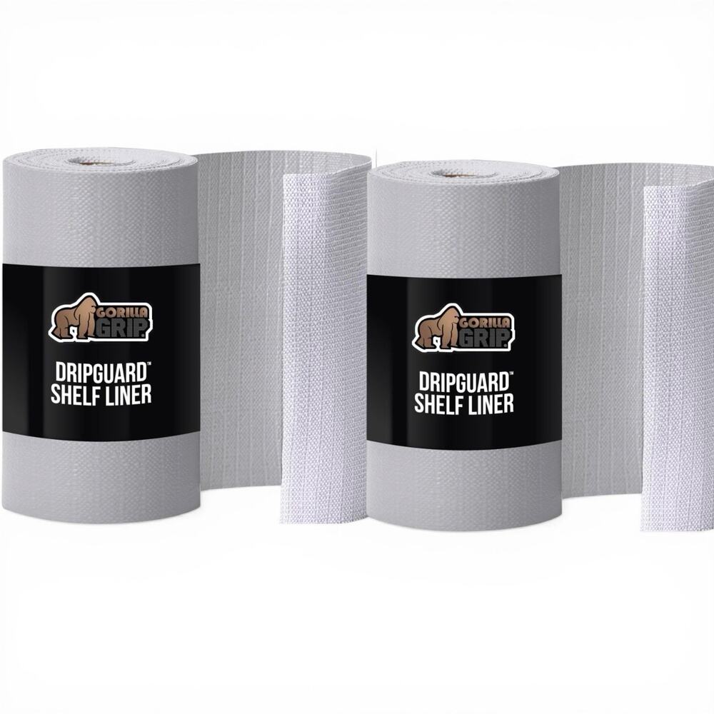 2 Rolls GORILLA GRIP Gray Smooth Drawer Shelf & Cabinet Liner 17.5” X 20 Ft